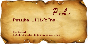 Petyka Liliána névjegykártya